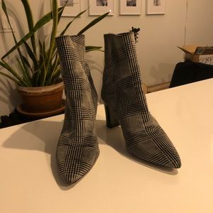 Mohair plaid ankle boots